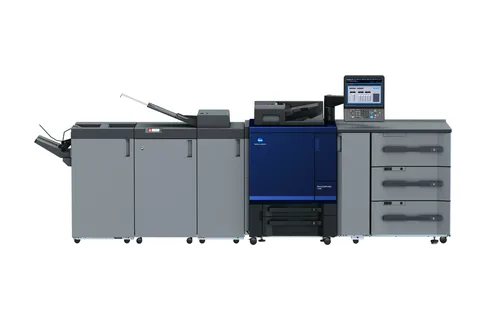 Konica Minolta AccurioPress production press with inline feeding and finishing units